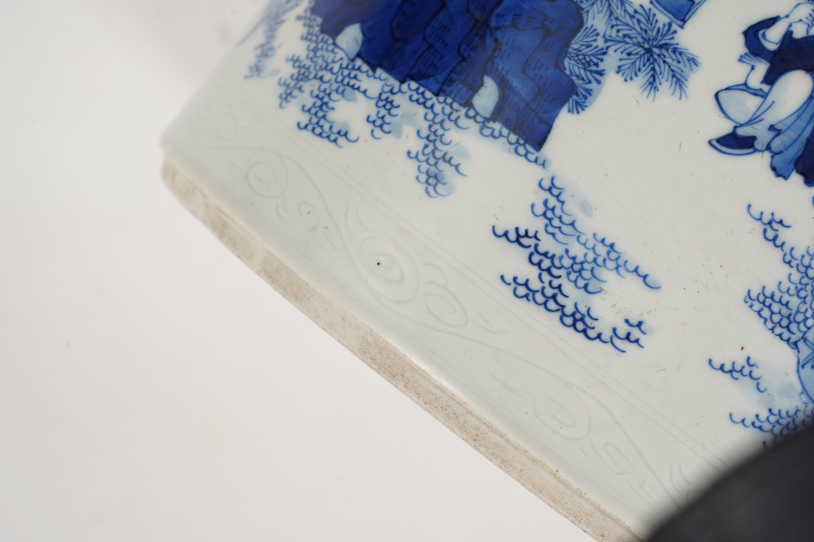 A Chinese blue and white brush pot, possibly Shunzhi period